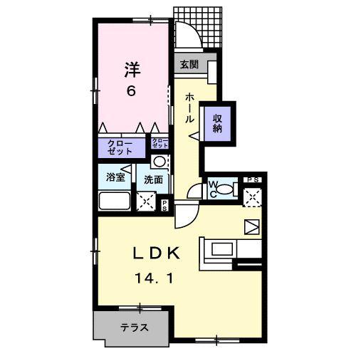 ル コルヌイエB(1LDK/1階)の間取り写真