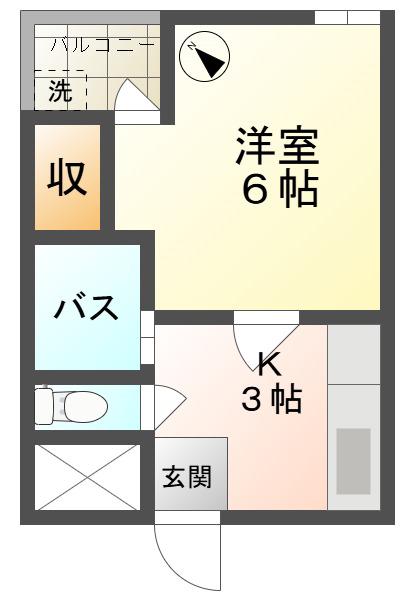 サープラス聖一色(1K/3階)の間取り写真