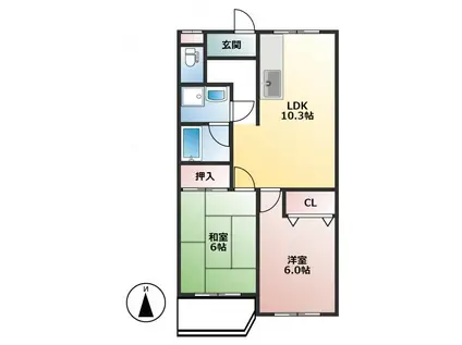 シーバハイツ 太田市内ケ島町 (2LDK/3階)の間取り写真