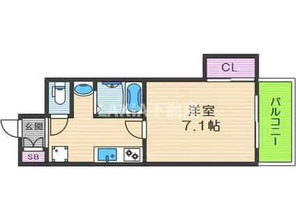 アルカディアアベノ(1K/3階)の間取り写真