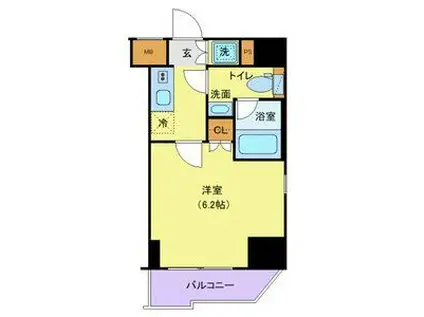 PREMIUM CUBE大森本町(1K/6階)の間取り写真
