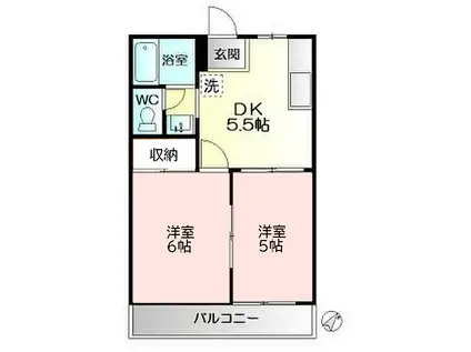 ホワイトパレス(2DK/1階)の間取り写真