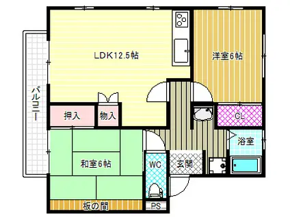 グランシャリオ(2LDK/2階)の間取り写真
