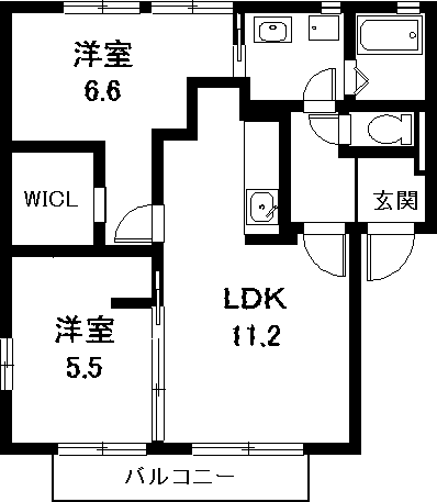 フレグランス新栄 E棟(2LDK/2階)の間取り写真