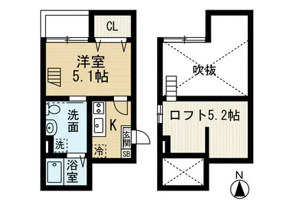 KSハイツ(1K/1階)の間取り写真