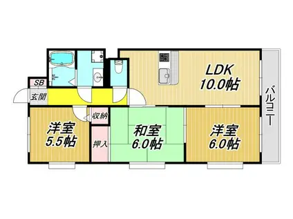 エクセレンス大越(3LDK/1階)の間取り写真