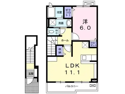 ティアラキング(1LDK/2階)の間取り写真