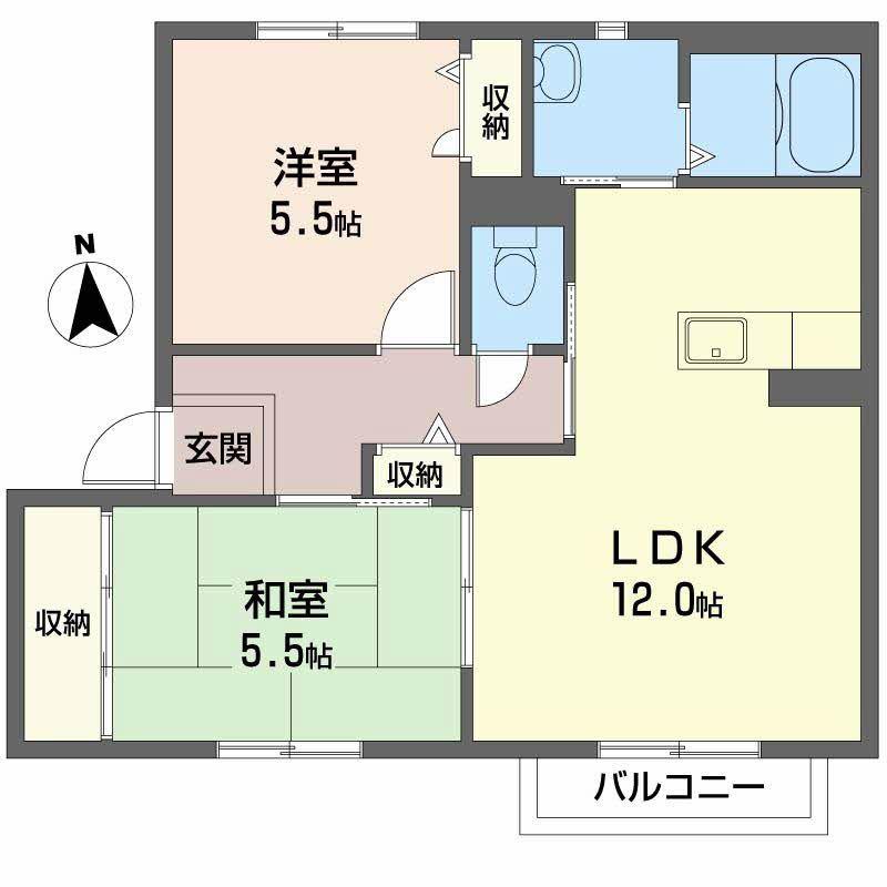 ソレーユB・C・D(2LDK/2階)の間取り写真