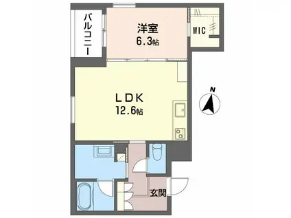 LUANA KAMISUGI(1LDK/3階)の間取り写真