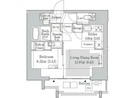 リブクオーレ神保町(1LDK/5階)の間取り写真