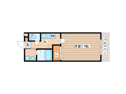 ヴィラ・ボヌール(1K/2階)の間取り写真