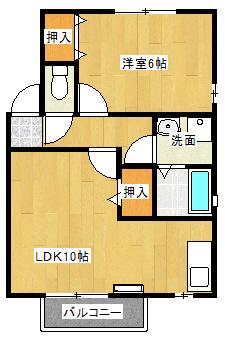 プロヴァンス(1LDK/2階)の間取り写真