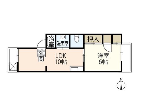 宇品マンション(1LDK/2階)の間取り写真