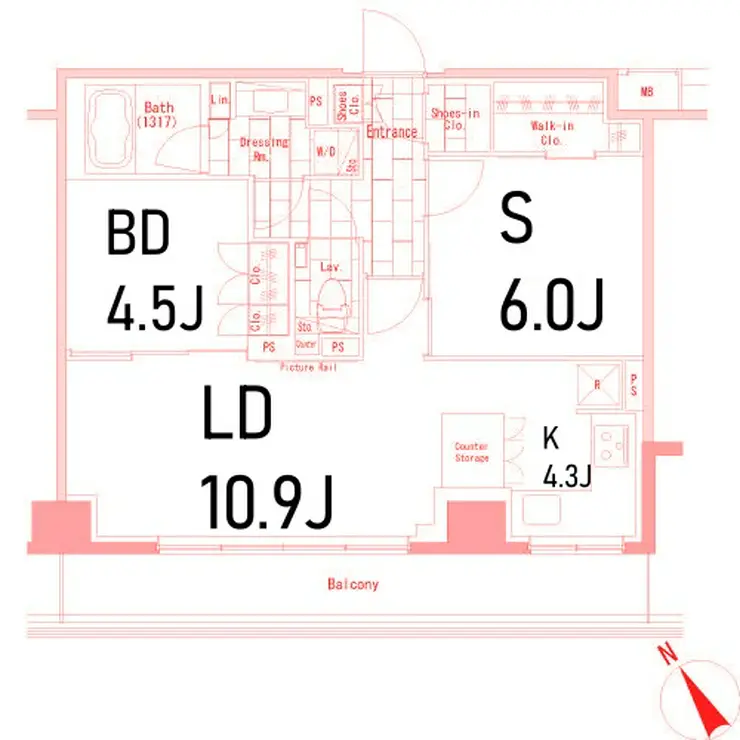 ザ・パークハビオ横浜山手 7階階 間取り