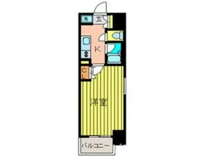 プラウドフラット五橋(1K/2階)の間取り写真