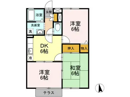 コンフォール東新 B(3DK/1階)の間取り写真