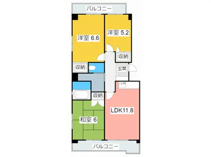 ブライトンビラ(3LDK/3階)の間取り写真