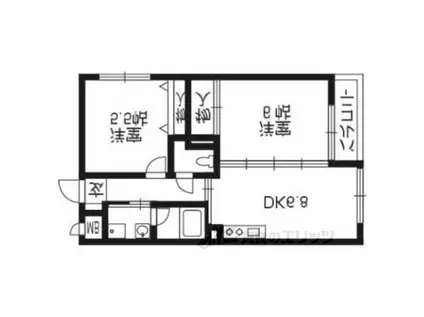 ベルヌーブ森神Ⅱ(2DK/2階)の間取り写真