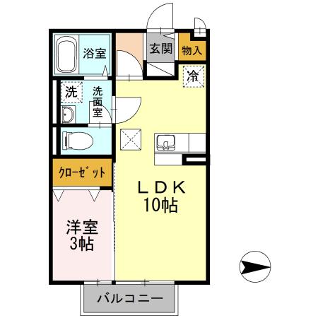 ガーデンヒルズ荒木(1LDK/1階)の間取り写真