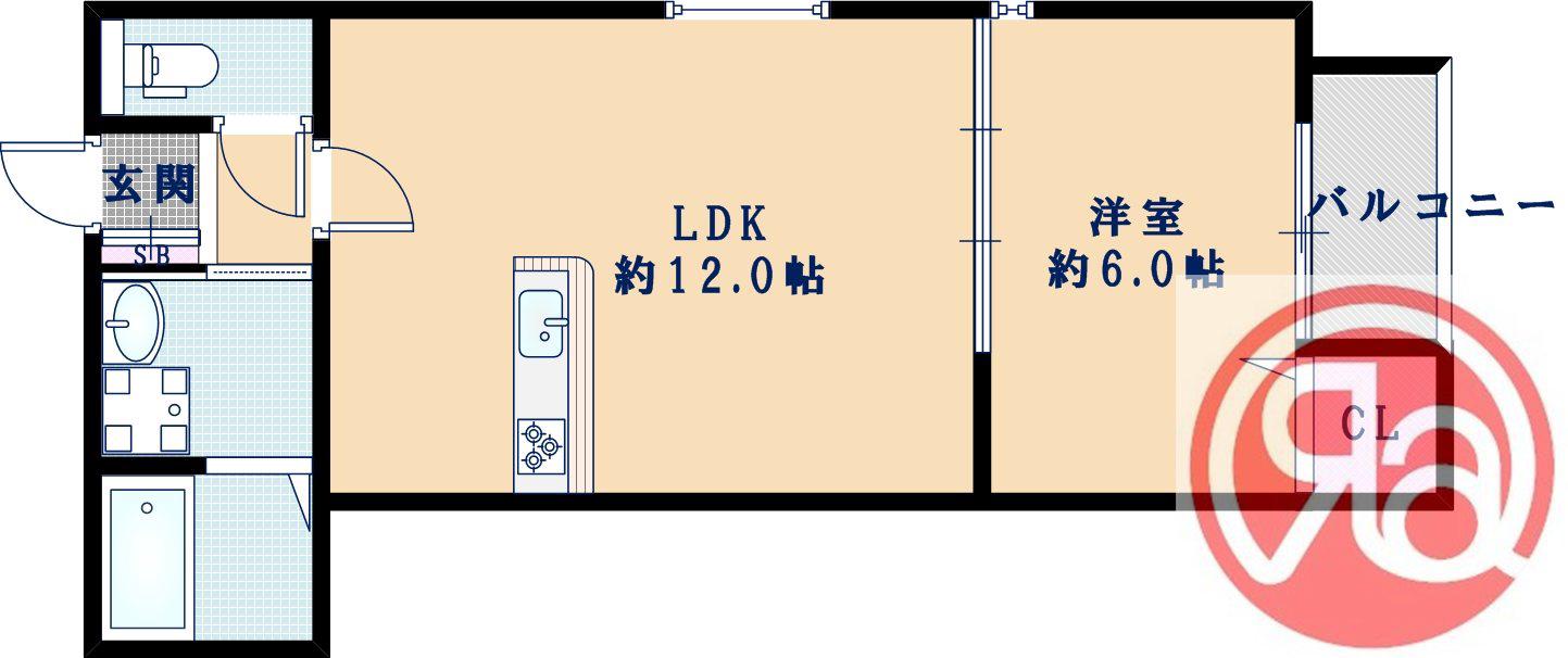 ハウスモメゾン大浜 A(1LDK/3階)の間取り写真