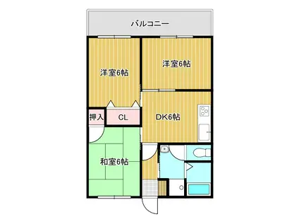 サンライフ山中(3DK/1階)の間取り写真