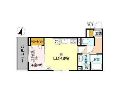 ピオーネ荘(1LDK/3階)の間取り写真