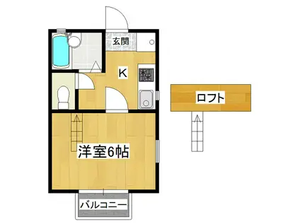 Kコーポ東光台(1K/1階)の間取り写真