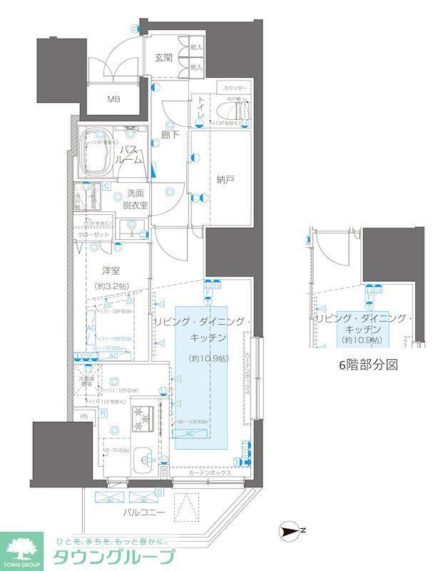 ZOOM信濃町(1LDK/10階)の間取り写真