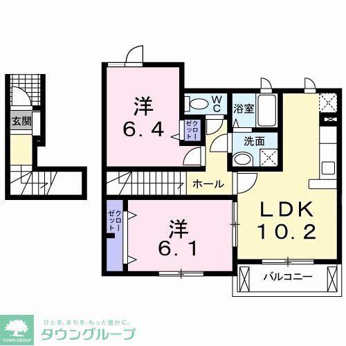 イノセント(2LDK/2階)の間取り写真