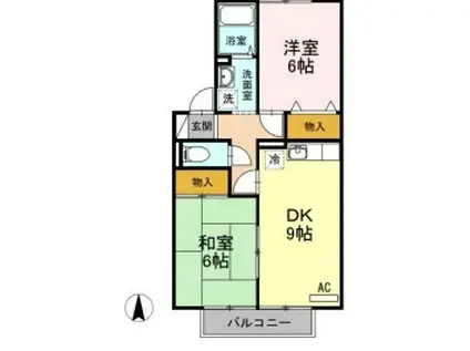 ドミールS(2DK/2階)の間取り写真