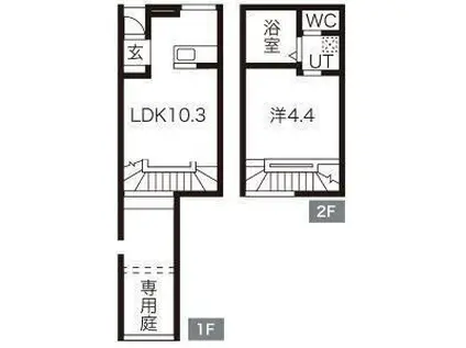 QRESTIA塩釜(1LDK/1階)の間取り写真