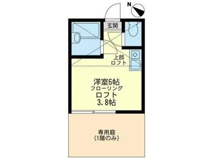 ユナイト鶴見バレンシアの丘(ワンルーム/1階)の間取り写真