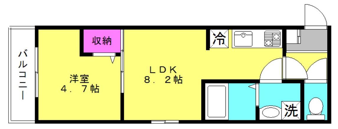 アーバンコート加古川(1LDK/1階)の間取り写真