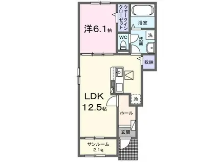 モルゲン・チェーロ(1LDK/1階)の間取り写真