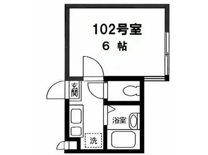 アポロ2号棟(1K/1階)の間取り写真