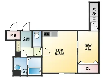 AND TERRACE 羽曳野(1LDK/1階)の間取り写真