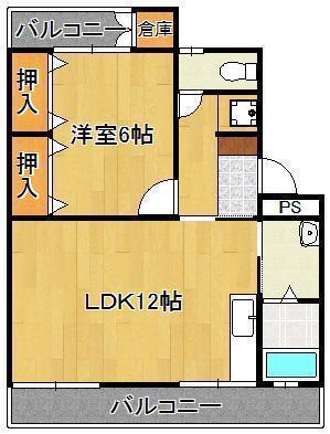 第1石打ビル(1LDK/2階)の間取り写真