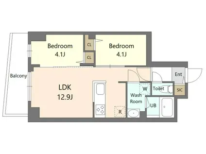 S-RESIDENCE北綾瀬(2LDK/7階)の間取り写真