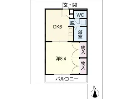 リバーライズII(1DK/1階)の間取り写真