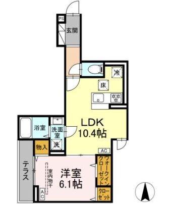 D PAINA 中野島II(1LDK/2階)の間取り写真
