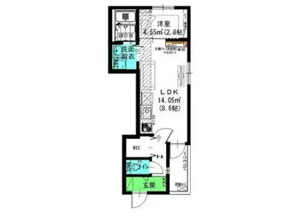 LUCIA HILLS荒子(1LDK/3階)の間取り写真