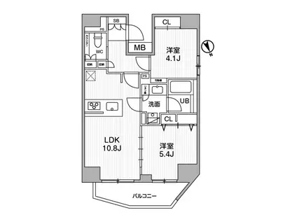 SYFORME江戸川橋(2LDK/6階)の間取り写真