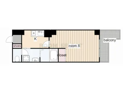 ソフィア見附(1K/2階)の間取り写真