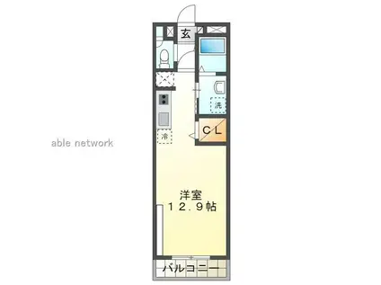 ホポロ大形本町(ワンルーム/2階)の間取り写真