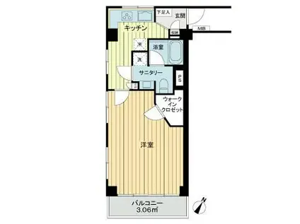 代官山ハイツ(1K/7階)の間取り写真