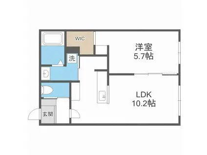 JEEKBLAU美園(1LDK/3階)の間取り写真