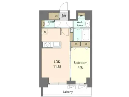 S-RESIDENCE新宿早稲田AVELIS(1LDK/12階)の間取り写真