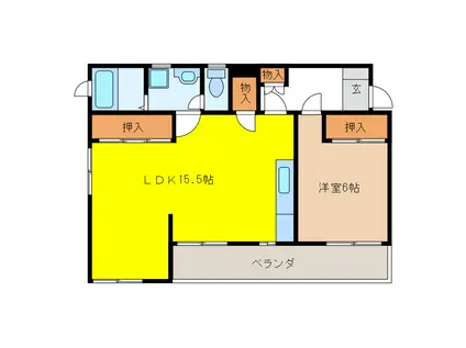 カーサ・ミーア(1LDK/2階)の間取り写真