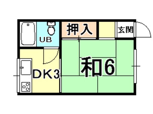笠屋ハイツ(1K/2階)の間取り写真