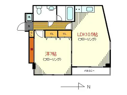 カーサマツモト(1LDK/3階)の間取り写真